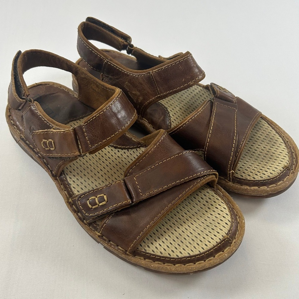 Born Sandals Mens 11 Brown Custer Leather Adjustable Fisherman Slingback Casual